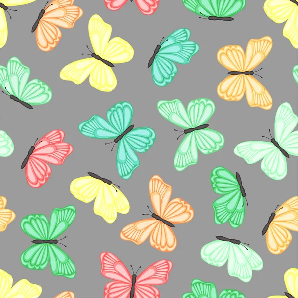 Fondo sin costuras de mariposas de colores. Patrón . — Vector de stock