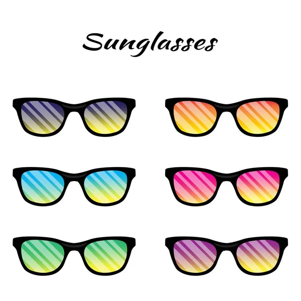 Lunettes de soleil avec des lunettes de couleur sur fond blanc — Image vectorielle