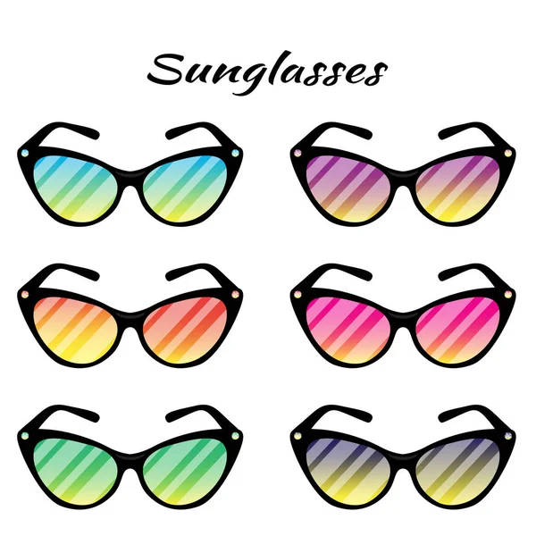 Lunettes de soleil avec des lunettes de couleur sur fond blanc — Image vectorielle