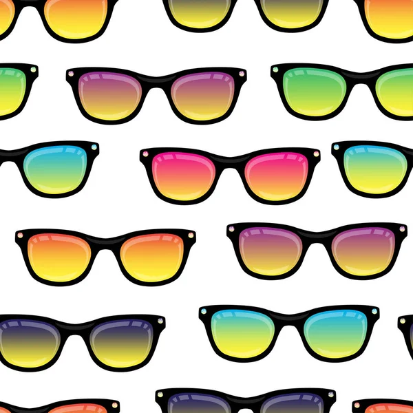 Seamless background from sunglasses with colored glasses. Pattern — Stock Vector