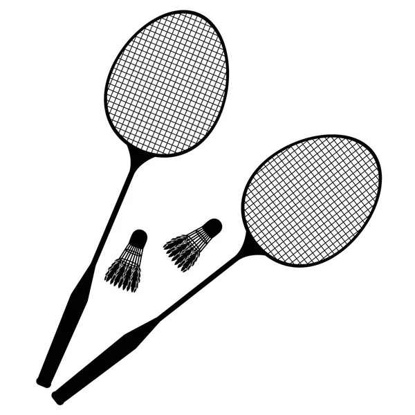 Let's play badminton. Silhouettes of badminton rackets and shuttlecocks on a white background — Stock Vector
