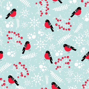 Kış öğeleri sorunsuz kökenli. Bullfinches deseni