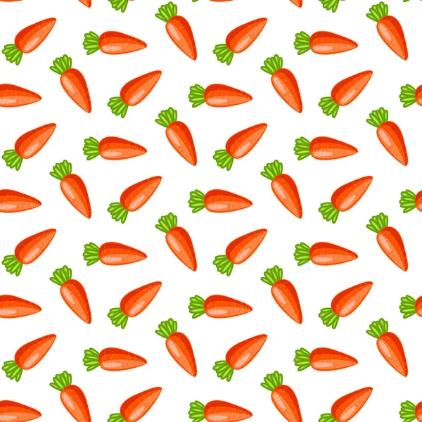 Nahtloser Hintergrund aus niedlichen orangefarbenen Karotten. Muster — Stockvektor