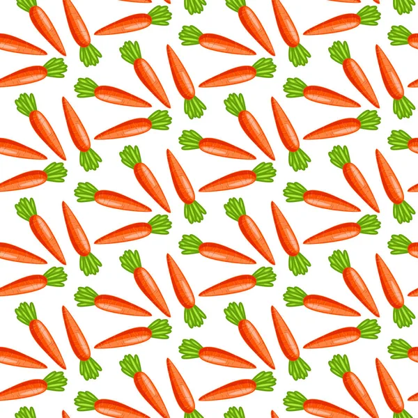 Nahtloser Hintergrund aus niedlichen orangefarbenen Karotten. Muster — Stockvektor