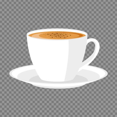 Beyaz fincan kahve şeffaf bir arka plan üzerinde