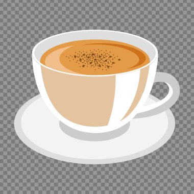 Beyaz fincan kahve şeffaf bir arka plan üzerinde