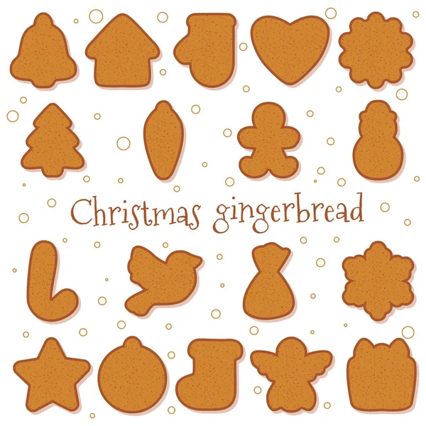 Noel gingerbread çerezleri farklı şekiller kümesi — Stok Vektör