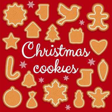 Noel gingerbread çerezleri farklı şekiller kümesi