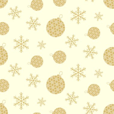 Vintage topları ve kar taneleri ile sorunsuz arka plan. Desen