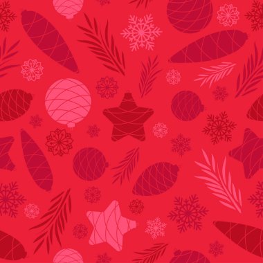 İyi Bayramlar. Noel ağacı oyuncaklar ile sorunsuz arka plan. Desen