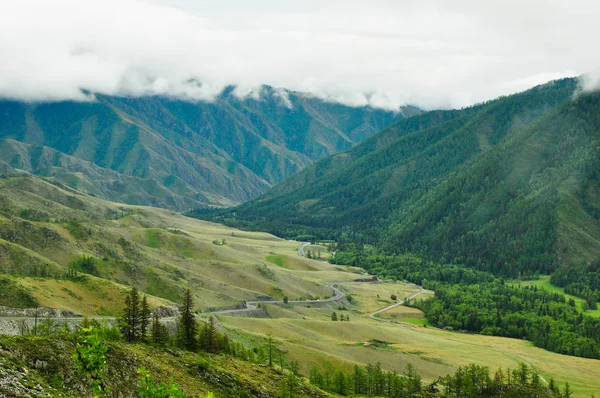 Paisagem de um vale montês. Passagem de Chike-Taman, Altai — Fotografia de Stock