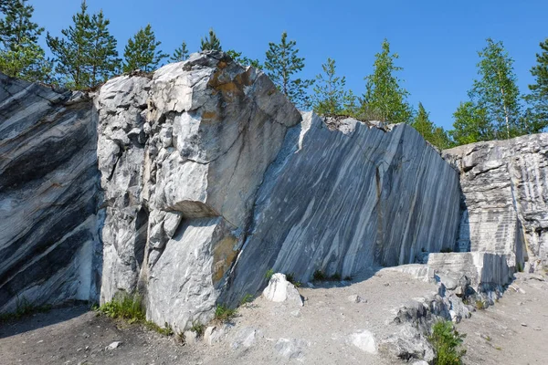 Mármol Textura Rocas Ruskeala Cantera Mountain Park Karelia Rusia — Foto de Stock