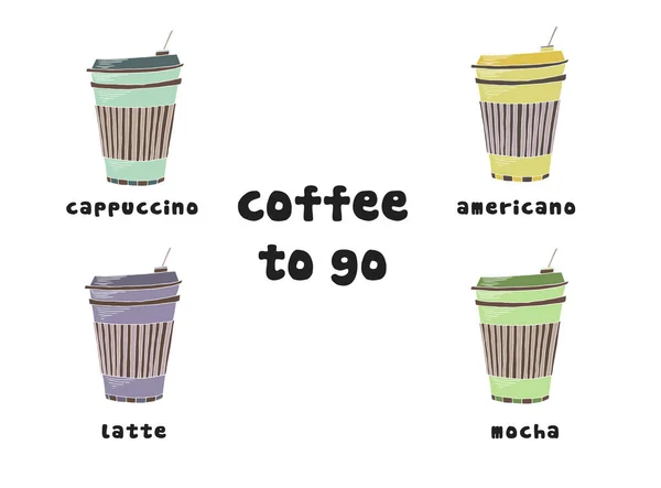 Schattig koffie cups — Stockvector