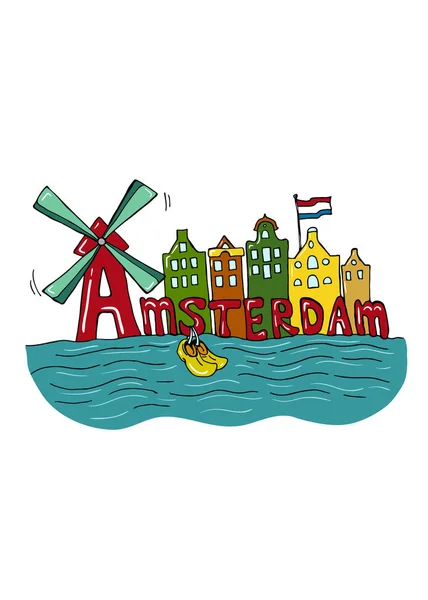 Amsterdam renkli Şehir Manzaralı