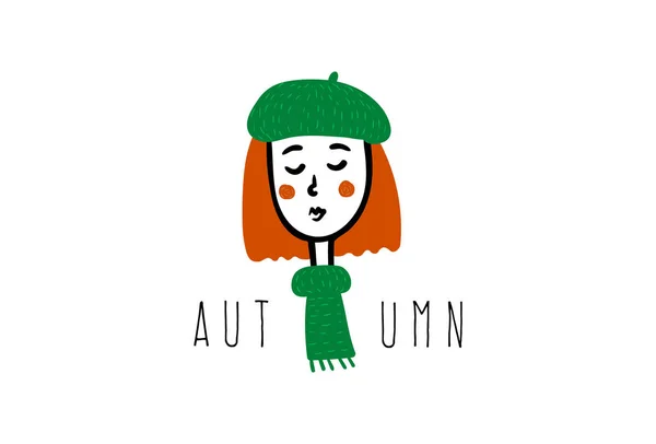 Girl, women icon. France. Autumn. — Stock Vector