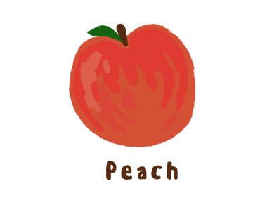 Şeftali. Meyve simgesi. Resimde. Alt stilin. Komik. Küçük resim.