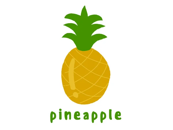 Ananas. Meyve simgesi. Resimde. Alt stilin. Komik. Küçük resim.