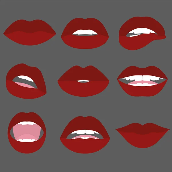 Frau rote Lippen. — Stockvektor