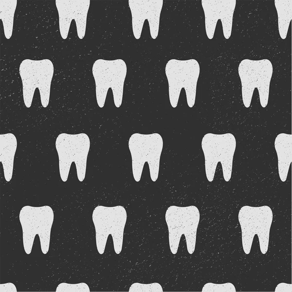 Une dent. Modèle sans couture. Dents blanches isolées sur fond noir. Vecteur, eps10 — Image vectorielle