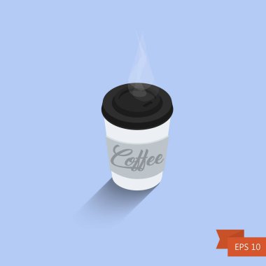 Kahve fincanı. Vektör çizim. İzometrik simgesi. İzole