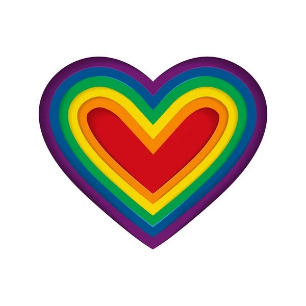 Ουράνιο τόξο LGBT καρδιά. Εικονογράφηση διάνυσμα. LGBT pride σημαία σε διανυσματική μορφή. Ομοφυλοφιλική αγάπη και σημαία. Απομονωμένα σε λευκό. — Διανυσματικό Αρχείο