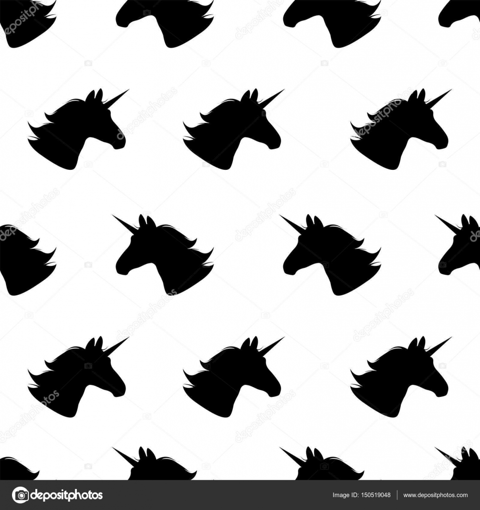 Unicorn Seamless PatternVector Illustration Black Unicorns On