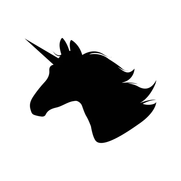 Unicorn head silhouette. Hand drawn Vector illustration. Unicorn Logotype isolated on white. Magic animal profile. — Stock Vector