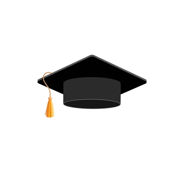 Sombrero de graduación. Aislado sobre blanco. Ilustración vectorial. Estilo plano. Aislado . — Vector de stock