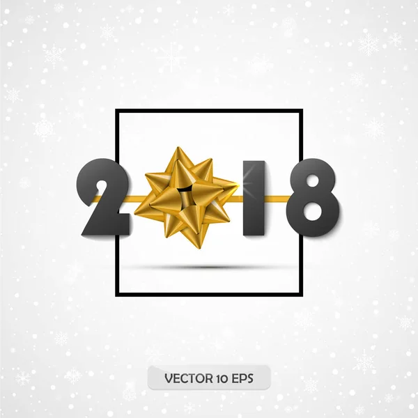 2018. Neujahrsgrußkarte. Vektor. Dekoration Hintergrund mit goldener Schleife und 2018 Text. — Stockvektor