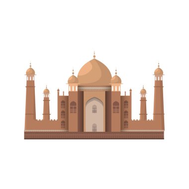 Agra, Hindistan Taj Mahal Türbesi. Beyaz izole. Vektör