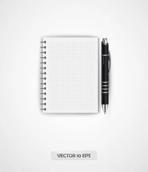 Caderno e caneta. Ilustração vetorial . —  Vetores de Stock