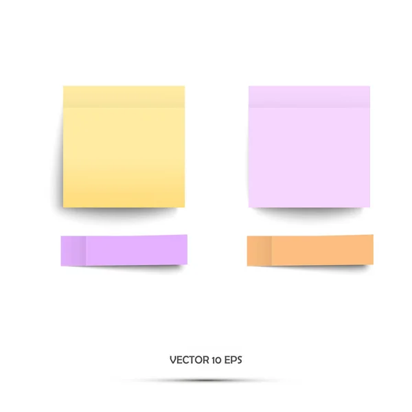 Adesivos coloridos. Ilustração vetorial. Adesivos de notas amarelas e violetas. Isolado em branco . —  Vetores de Stock