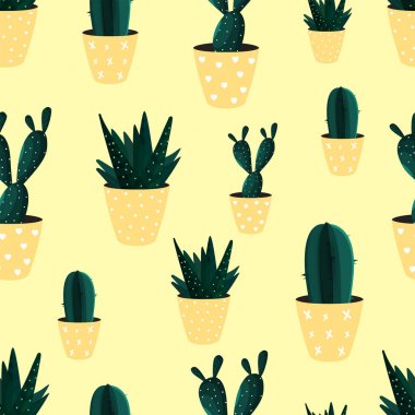 Kaktüsler. Seamless modeli. Kaktüs. Vektör çizim. Succulents .