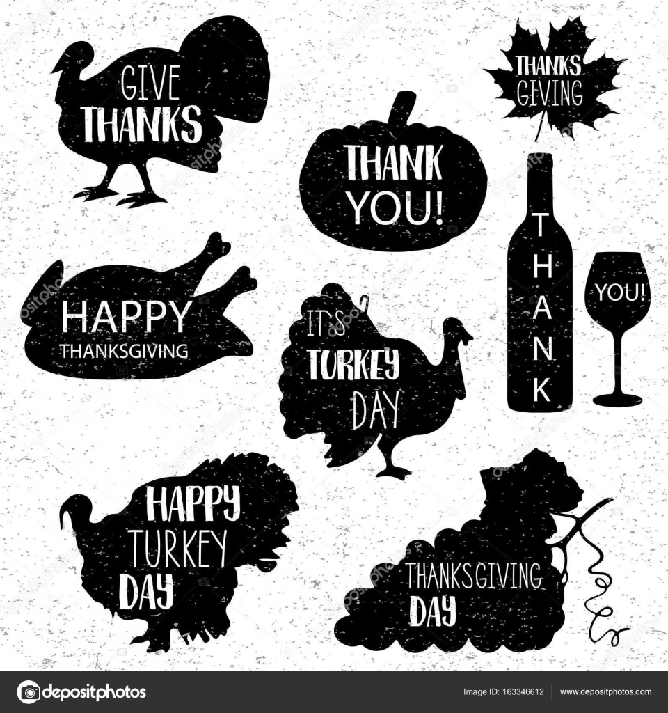 Thanksgiving Day Vector 10 Eps Black Vintage Grunge Icons