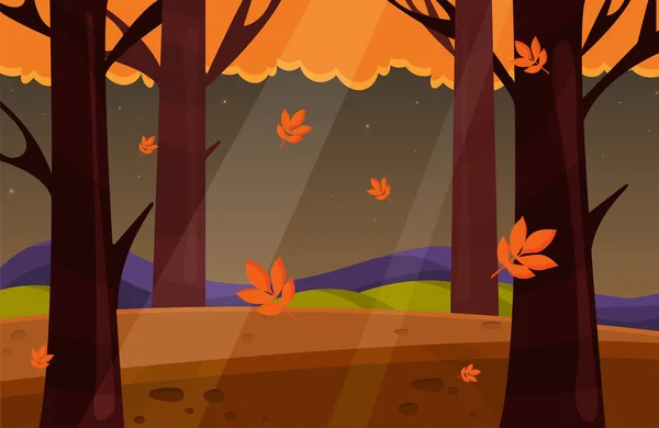 Podzimní krajina. Vektorové ilustrace. Přírodní krajina s žluté stromy. — Stockový vektor
