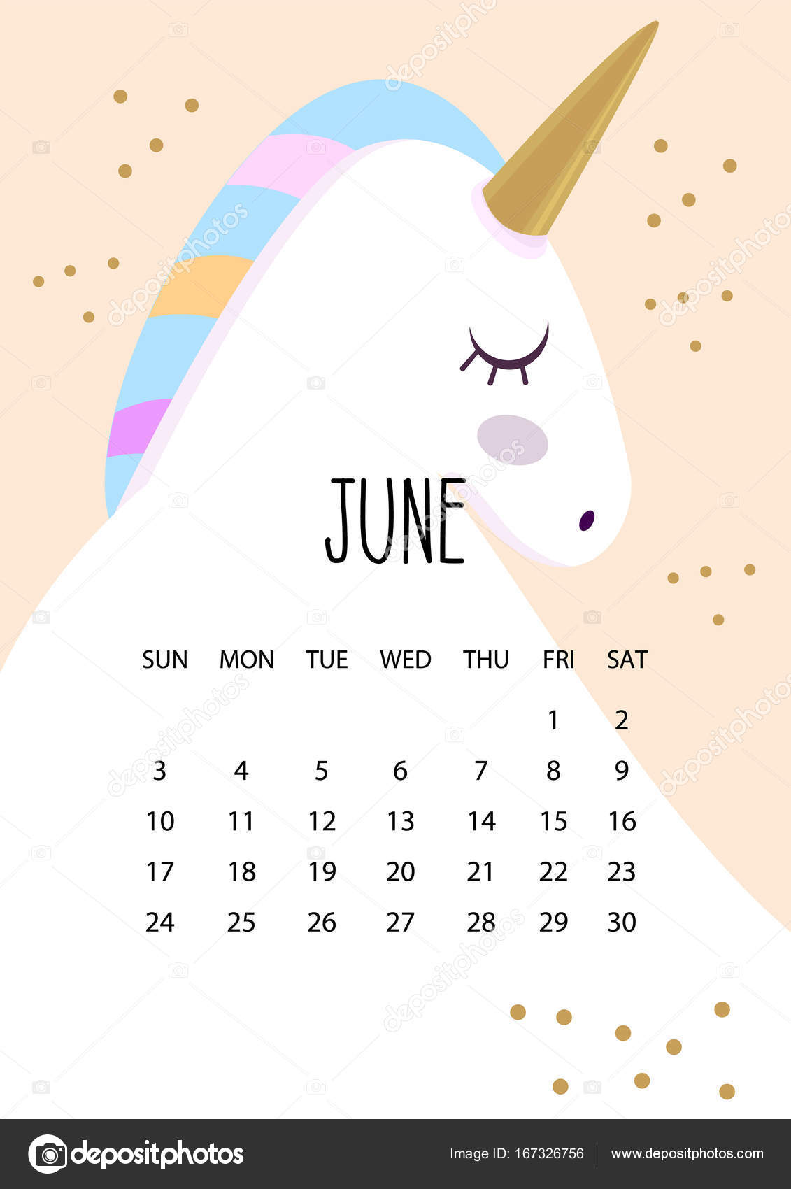 cute month calendar design for 2018 year june a4 format vector june month calendar