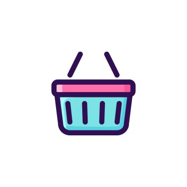 Sepet simgesi. Vektör çizim. Alışveriş sepeti satırı simgesi. Beyaz arka plan.