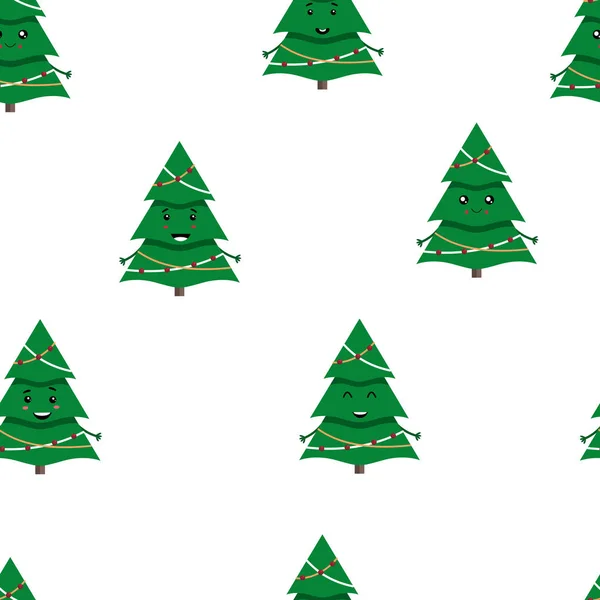 Conjunto de árvores de Natal giras. Padrão sem costura. Vetor . — Vetor de Stock