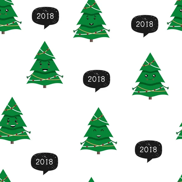 Niedliche Weihnachtsbäume gesetzt. nahtloses Muster. Vektor. — Stockvektor