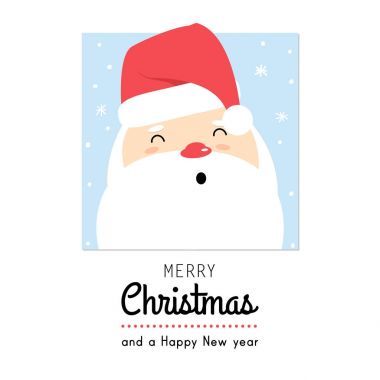 Sevimli Noel tebrik kartı tasarımı. Çizgi film Noel Baba.