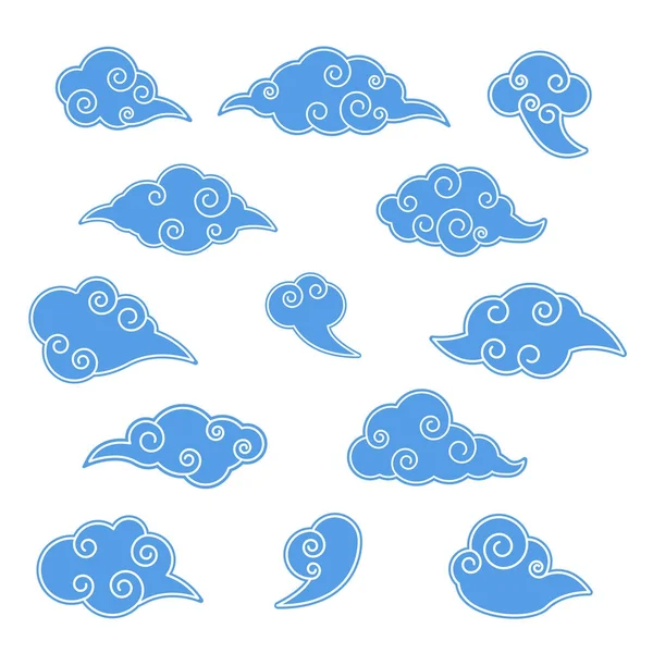 Des nuages chinois. Collection de nuages décoratifs de style chinois. Isolé. Vecteur . — Image vectorielle