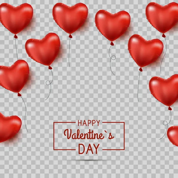 Globos rojos en forma de corazón. aislado. Fondo del día de San Valentín con globos corazones rojos. Vector — Archivo Imágenes Vectoriales