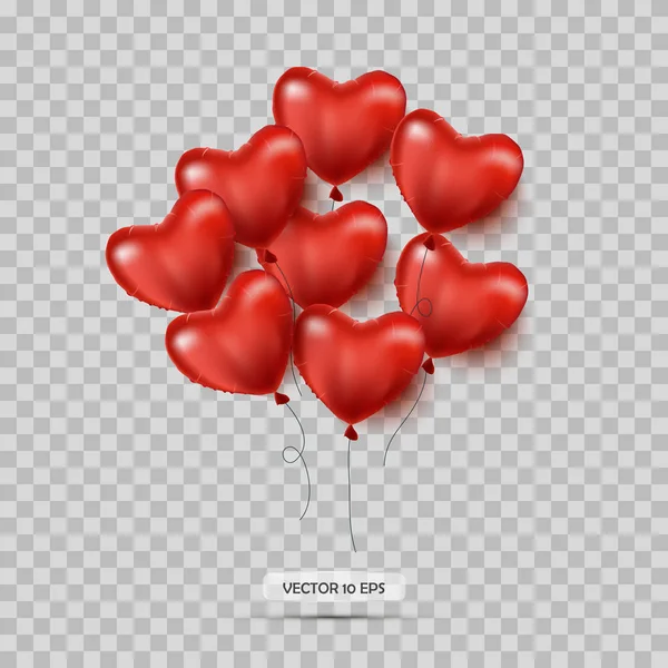 Palloncini a forma di cuore rosso. isolato. San Valentino sfondo con palloncini cuori rossi. Vettore — Vettoriale Stock
