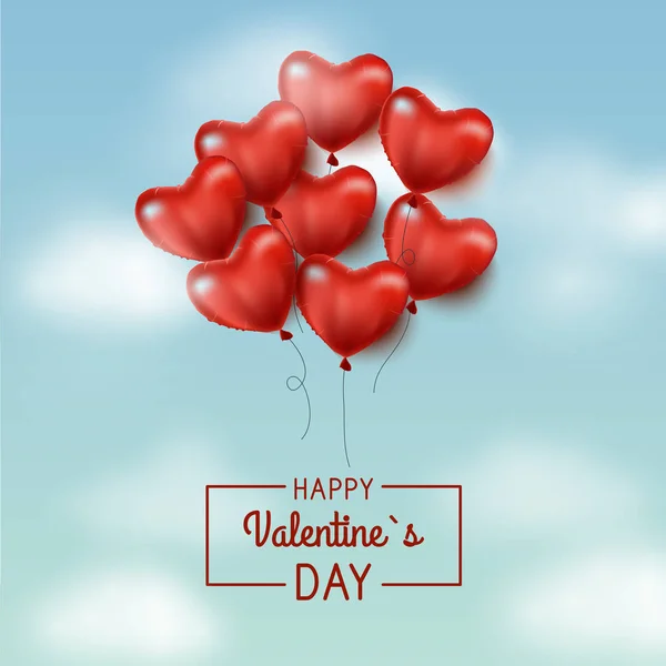 Día de San Valentín fondo venta con globos voladores. Volantes, invitaciones, carteles, folletos, pancartas . — Archivo Imágenes Vectoriales