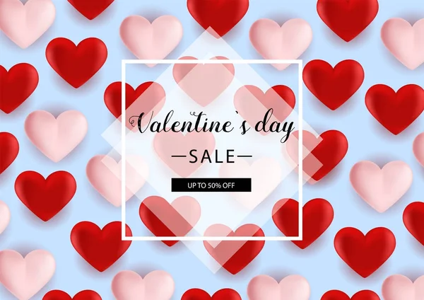 Valentines day sale background with Heart Shaped Balloons. Vector illustration.flyers, invitation, posters. — Stock Vector