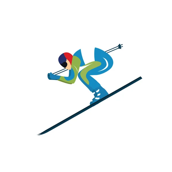 Skier. Sportsman. Vector illustration. Isolated. — Stock Vector