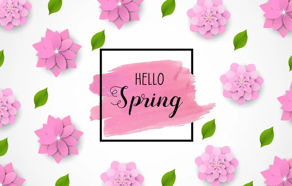 Hello Spring background with beautiful colorful flower. Vector illustration — Stock Vector