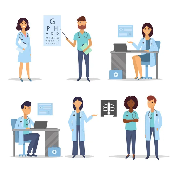 Doctors and nurses. Medical staff. Medical team concept. Flat design people character. Vector. — Stock Vector