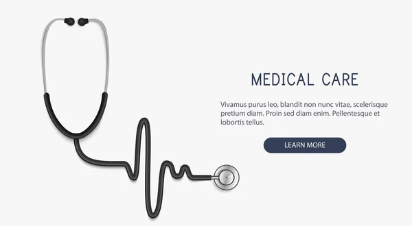 Medizinisches und medizinisches Konzept, Stethoskop, cardiogram.vector — Stockvektor