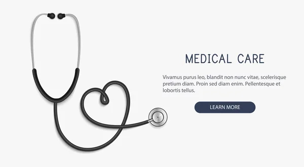 Lékařská a zdravotní péče koncepce, tvar srdce stetoskop. Vektor — Stockový vektor